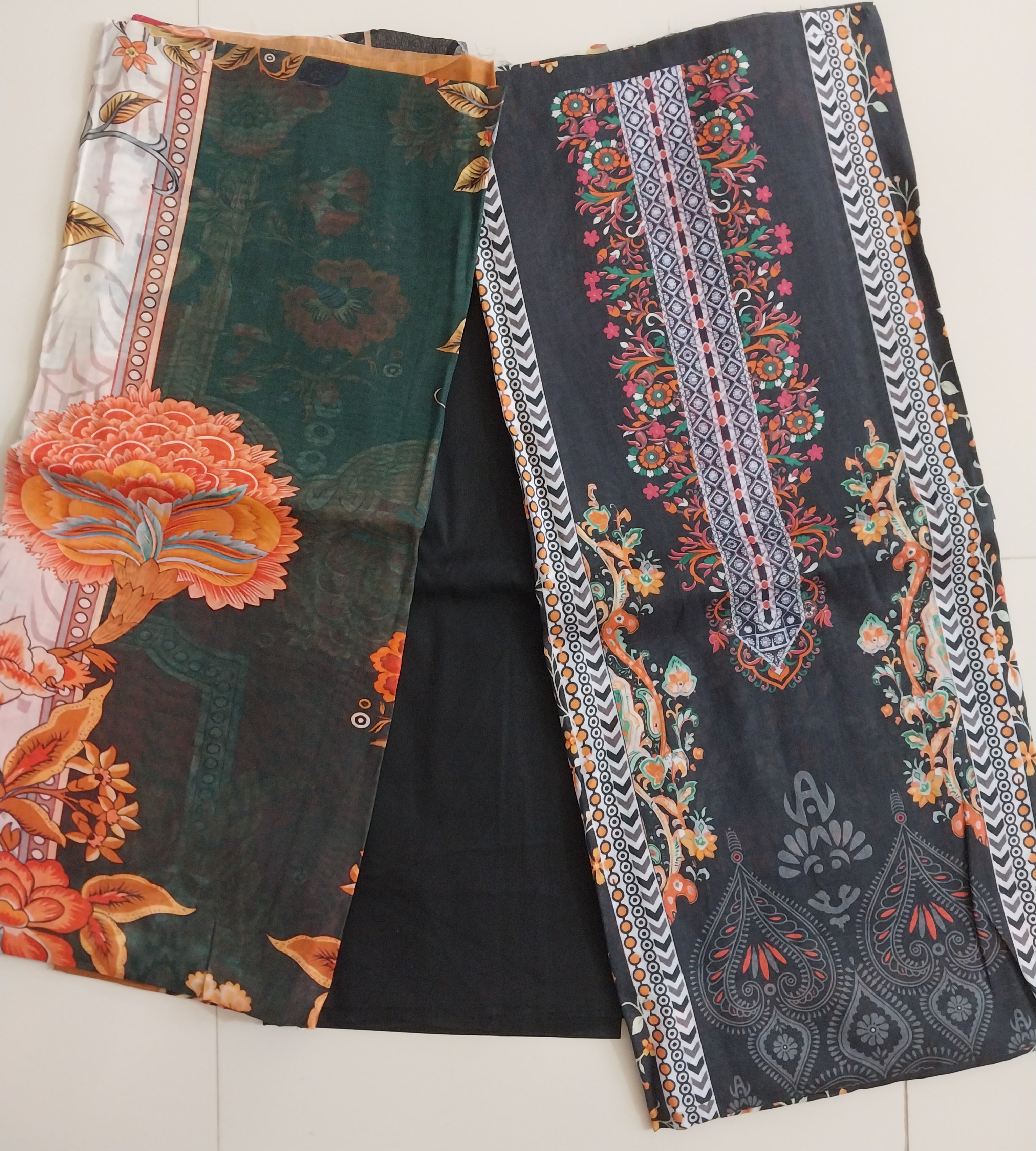 Black Floral Elegant Three Piece